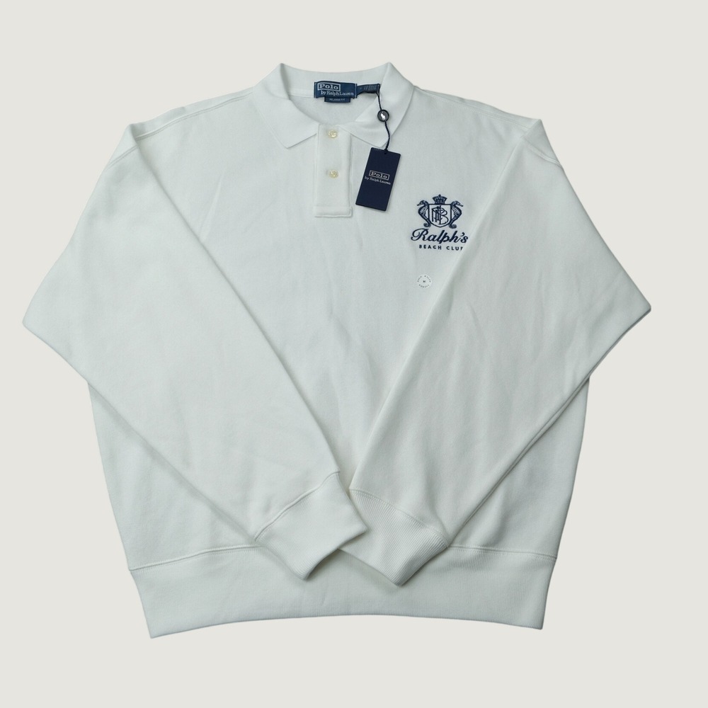 Polo Ralph Lauren Ralphs Beach Club Sweatshirt M White Relaxed Fit NWT